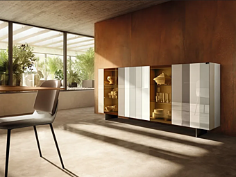 Glass highboard with integrated lighting LAGO N O W 1382 1382