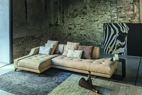 Sectional sofa fabric or leather VIBIEFFE 310 Identity factory VIBIEFFE from Italy. Foto №4