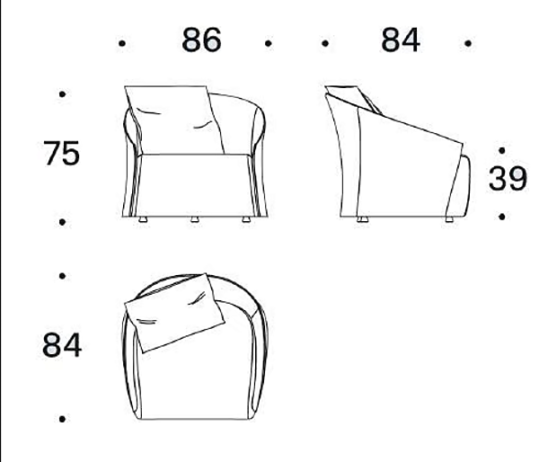 Fabric armchair with removable cover and armrests Saba Bustier factory SABA from Italy. Foto №6