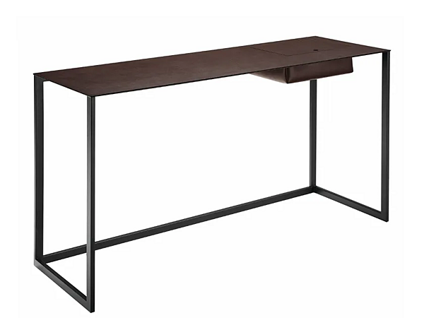 Steel Secretary Desk with Tanned Leather Top ZANOTTA Calamo 2730 factory ZANOTTA from Italy. Foto №1