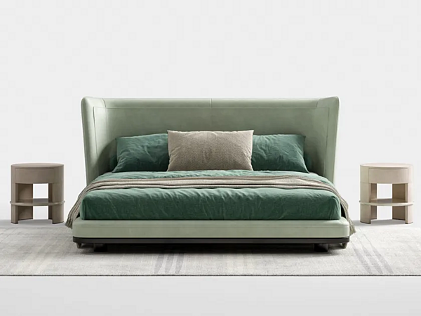 Upholstered fabric double bed with soft backrest CPRN HOMOOD Marais factory CPRN HOMOOD from Italy. Foto №1