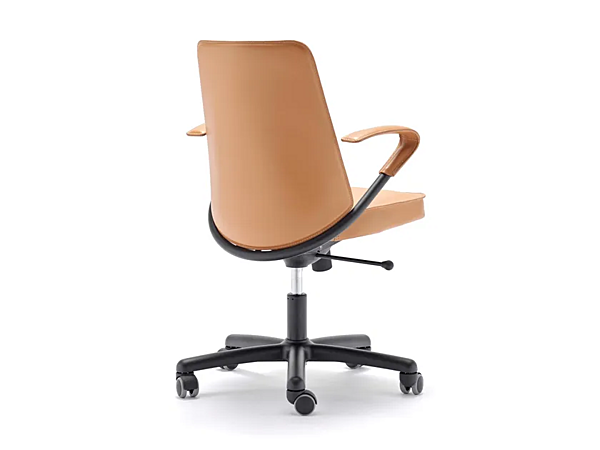 Height Adjustable Tanned Leather Office Chair with Armrests FASEM Luna LUNA ABW factory FASEM from Italy. Foto №6