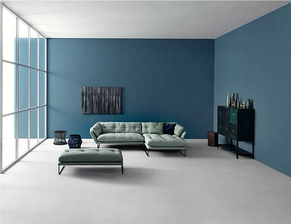 Three-seater fabric sofa with sled base Saba New York Suite factory SABA from Italy. Foto №7