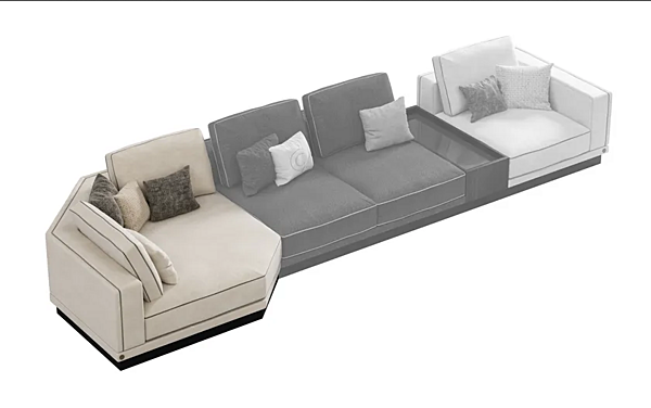 Sectional sofa in leather and fabric Sesto Senso CPRN HOMOOD S550, S552DX/SX, S553, S554, S555 factory CPRN HOMOOD from Italy. Foto №2