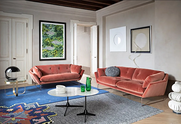 Three-seater fabric sofa with sled base Saba New York Suite factory SABA from Italy. Foto №12