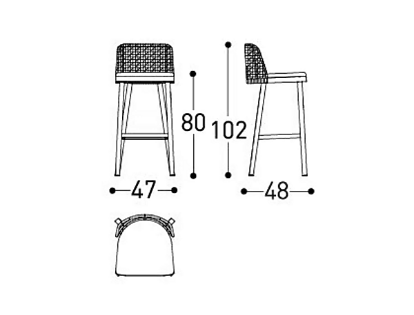 Garden stool with footrest in high powder-coated aluminum VARASCHIN EMMA 23650, 23651 factory VARASCHIN from Italy. Foto №9