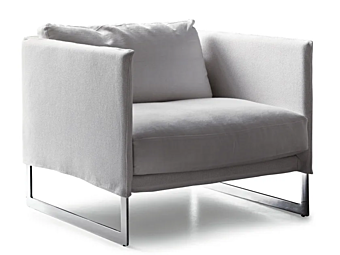 Sled base fabric armchair with armrests Saba Livingston factory SABA from Italy