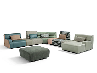 Sectional sofa in leather and fabric Egoitaliano Babouche factory Egoitaliano from Italy