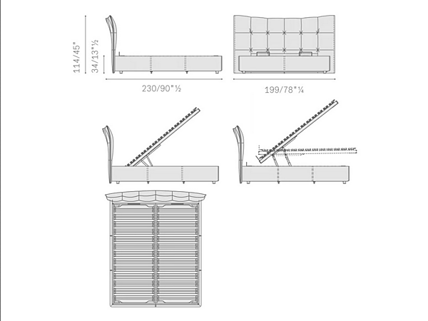 Fabric bed with upholstered headboard Aurora Tre POLTRONA FRAU factory POLTRONA FRAU from Italy. Foto №8