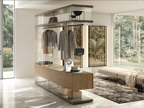 Wood and glass hallway unit LAGO AIR 1468 factory LAGO from Italy. Foto №1