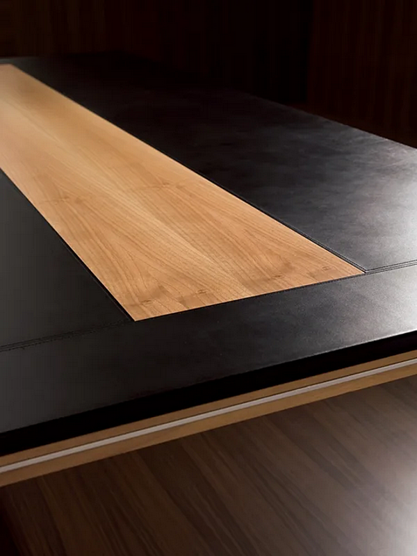 Rectangular Office Desk in Leather and Melamine Chipboard by i 4 Mariani Ares factory i 4 Mariani from Italy. Foto №8