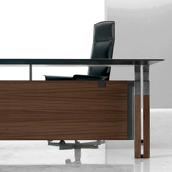 Rectangular wooden executive desk with leather top i 4 Mariani Paso Doble factory i 4 Mariani from Italy. Foto №3