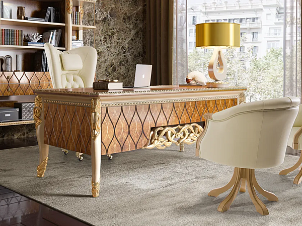 Rectangular writing desk in wood A.R. Arredamenti Harmony Collection 318 factory A.R.ARREDAMENTI SRL from Italy. Foto №3