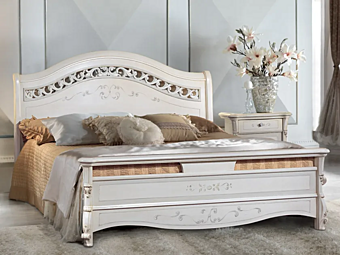 Wooden double bed with upholstered headboard CASA +39 PRESTIGE 301, 303