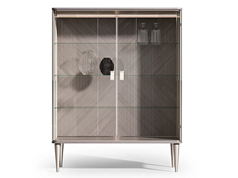 Crystal and wooden display cabinet with integrated lighting CPRN HOMOOD Cocoon Collection C335