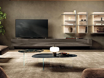 Wall Mounted Glass Storage Unit with Integrated Lighting LAGO Materia 2673 2673 factory LAGO from Italy