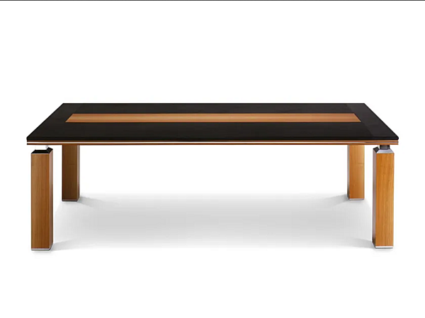 Rectangular Office Desk in Leather and Melamine Chipboard by i 4 Mariani Ares factory i 4 Mariani from Italy. Foto №1