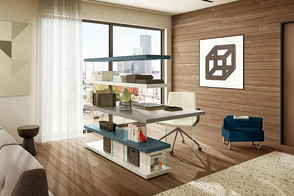 Sectional bookcase with secretary desk LAGO 1256 factory LAGO from Italy. Foto №3