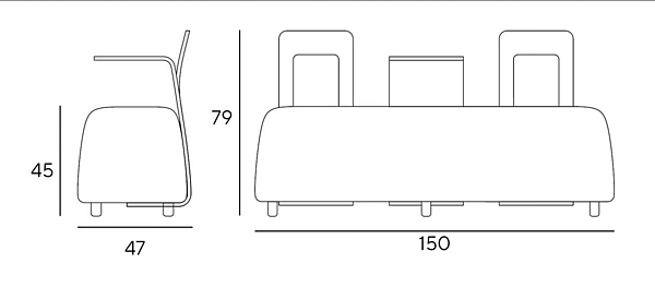 Upholstered bench with back Vice Versa Big by INNOVA Imbottiti factory Innova Imbottiti from Italy. Foto №6