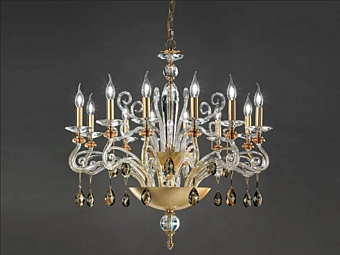 Gold Leaf Chandelier with Swarovski Crystals Euroluce Lampadari Venere L12 Chic factory EUROLUCE LAMPADARi from Italy