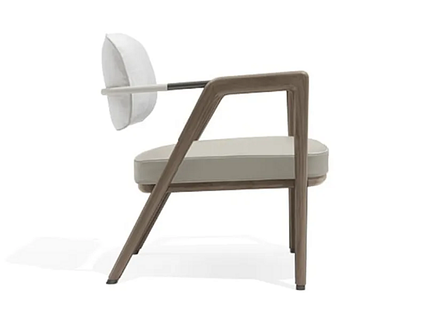 Easy chair with armrests in leather and fabric GIORGETTI Elsa factory GIORGETTI from Italy. Foto №3