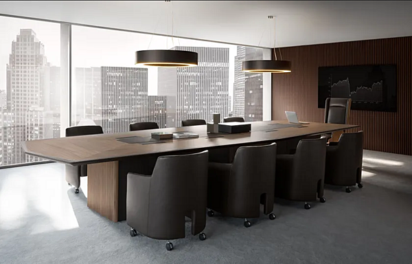 Rectangular wooden meeting table with cable management i 4 Mariani MASTER factory i 4 Mariani from Italy. Foto №6