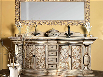 Double solid wood vanity unit with drawers and doors Interiors Italia CB1500 factory Interiors Italia from Italy