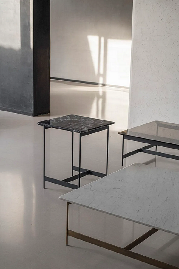 Square metal coffee table with marble top Potocco Little T 878 TQ 50 878/TQ-50 factory POTOCCO from Italy. Foto №3