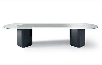 Oval meeting table in wood and glass Gallotti&Radice Akim System factory Gallotti & Radice from Italy
