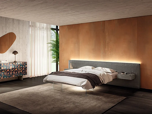 Double bed with upholstered headboard LAGO AIR factory LAGO from Italy. Foto №5