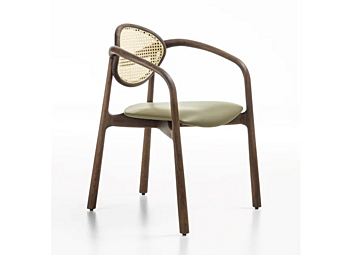 Solid wood chair with integrated cushion and Vienna straw ENRICO PELLIZZON MARLENA factory ENRICO  PELLIZZONI from Italy