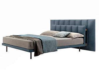 Double bed with upholstered headboard fabric or leather ZANOTTA Grangala