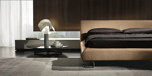 Upholstered leather double bed with soft back i 4 Mariani Add Look factory i 4 Mariani from Italy. Foto №3