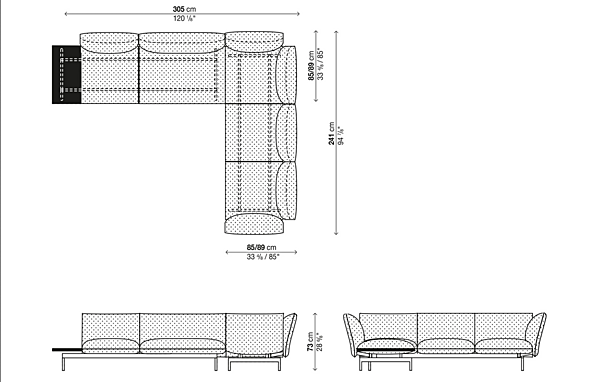 Sectional fabric sofa for six people Kristalia Tenso factory Kristalia from Italy. Foto №7