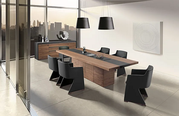 Rectangular wooden meeting table I 4 Mariani Kefa factory i 4 Mariani from Italy. Foto №2