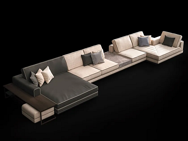 Sectional sofa in fabric and leather with soft back Dragonfly CPRN HOMOOD D653 + D654 + D655 + D657 + D659 factory CPRN HOMOOD from Italy. Foto №2