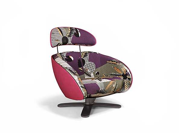 Swivel Armchair Woven Wicker and Fabric Coconut Egoitaliano factory Egoitaliano from Italy. Foto №2