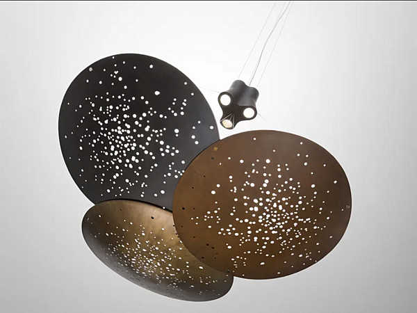 LED pendant lamp metal Lens F46 3x Fabbian factory Fabbian from Italy. Foto №1