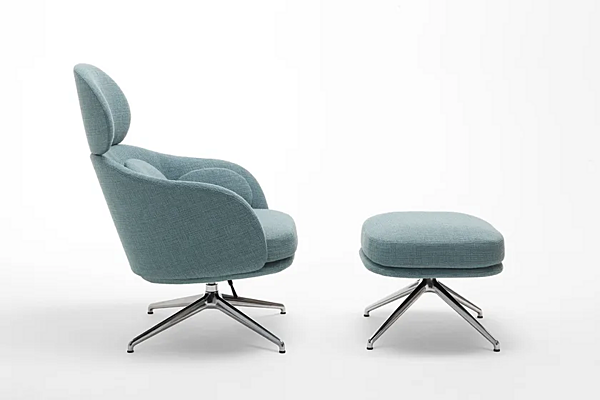 Bergere armchair with removable cover and padded headrest Saba Sunset factory SABA from Italy. Foto №4