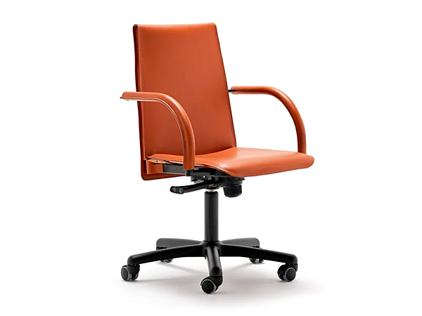 Swivel office chair in tanned leather with 5 spoke base FASEM Relaix RELAIX ABW factory FASEM from Italy. Foto №1