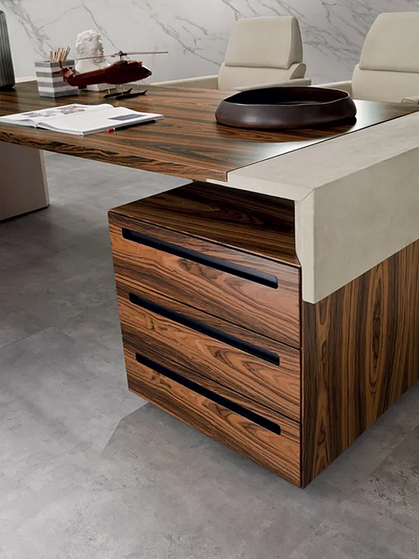 Rectangular wooden office desk with drawers crossing i 4 Mariani factory i 4 Mariani from Italy. Foto №5