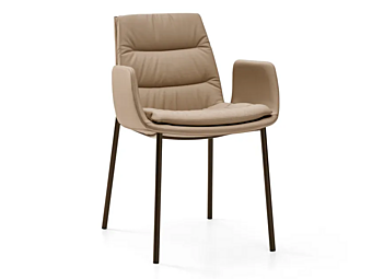 Upholstered leather armchair with soft back Eforma Lady factory Eforma from Italy