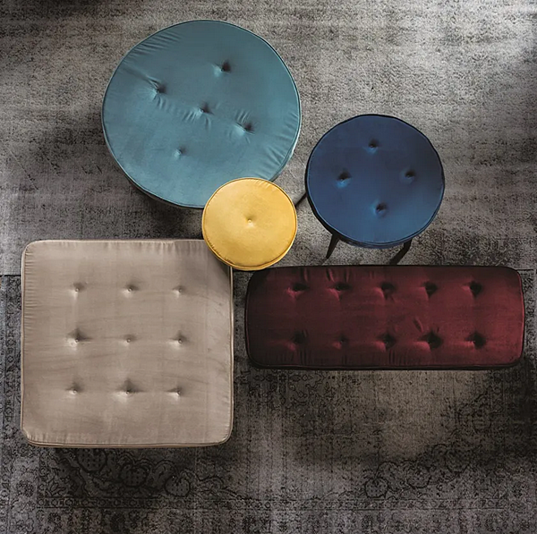 Tufted Fabric or Leather Pouf VIBIEFFE Pancake 9300 factory VIBIEFFE from Italy. Foto №2