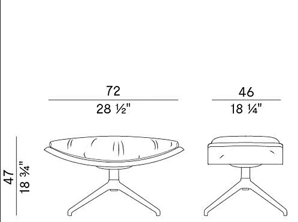 Swivel upholstered leather footstool Potocco Cut 910 PPG 910/PPG factory POTOCCO from Italy. Foto №3