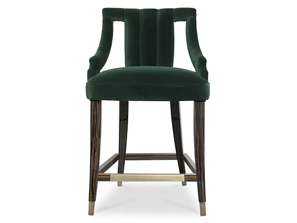 High Upholstered Velvet Stool with Armrests BRABBU Cayo factory BRABBU from Italy. Foto №1