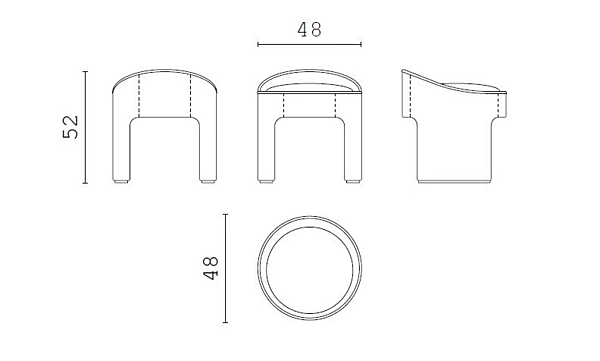 Low leather stool with integrated cushion CPRN HOMOOD Zoe factory CPRN HOMOOD from Italy. Foto №4