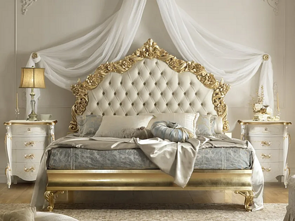 Wooden bed with tufted backrest CASA +39 VERDI 781, 783 factory CASA +39 from Italy. Foto №1