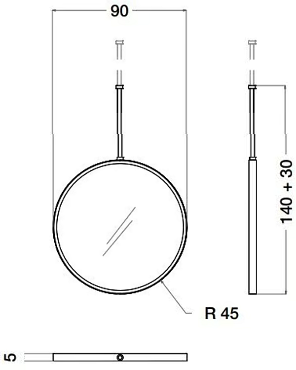 Hanging Round Mirror with Metal Frame Blue Moon CPRN HOMOOD B114 factory CPRN HOMOOD from Italy. Foto №3