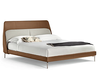 Leather bed with upholstered headboard Coupe POLTRONA FRAU