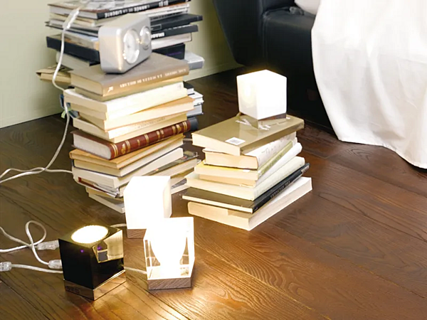 Glass table lamp Cubetto Fabbian factory Fabbian from Italy. Foto №2